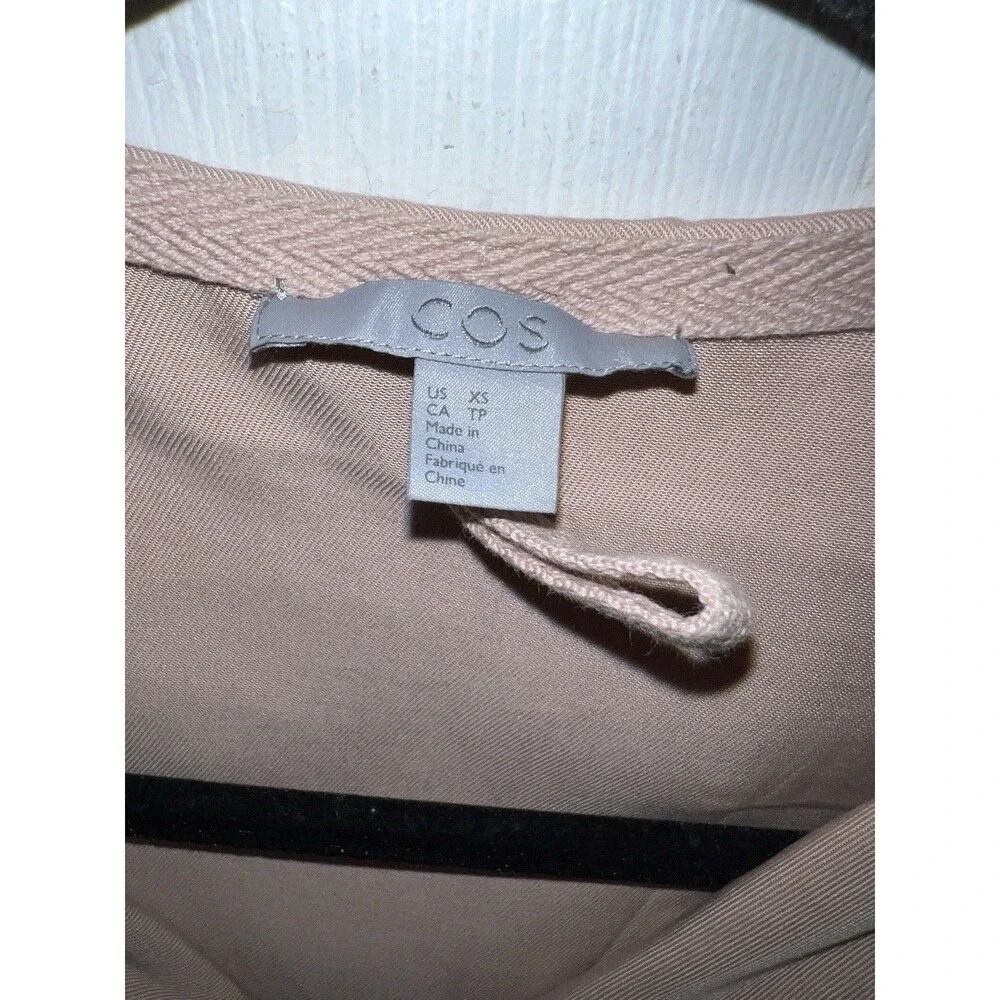 COS Hooded Zip Up Jacket Womens XS Pink Oversize Boyfriend Minimalist Casual